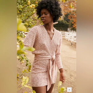 Saylor NWT “Midge”  Faux Wrap Knit Long Sleeve Sweater Mini Dress Size M…